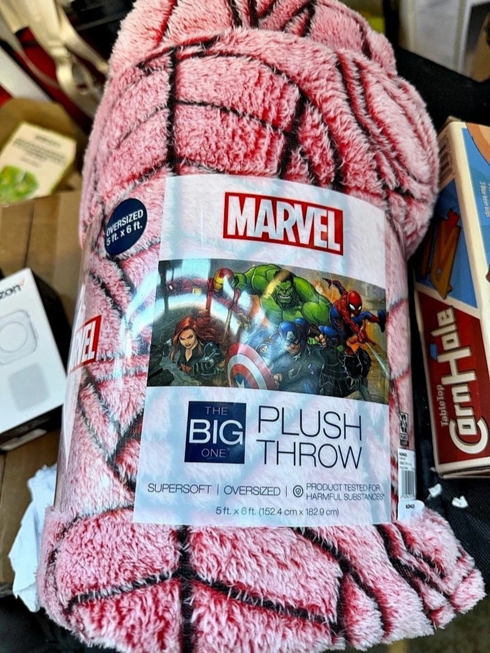Marvel Big Plush Throw Pink & Black NWT